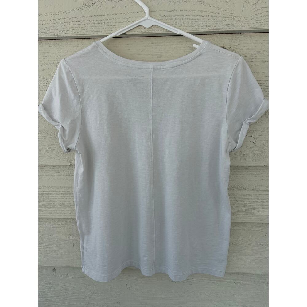 *MAX STUDIO* Basic White T-Shirt V-Neck Cuff Sleeve Women's Size M - Picture 5 of 5